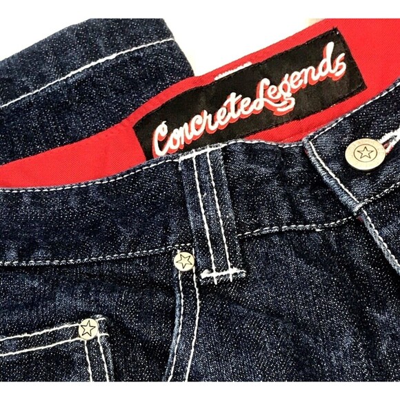 Concrete Legends Vtg Jeans Baggy Blue 33 34 Team Logo Basketball Hip Hop Street - Picture 2 of 12